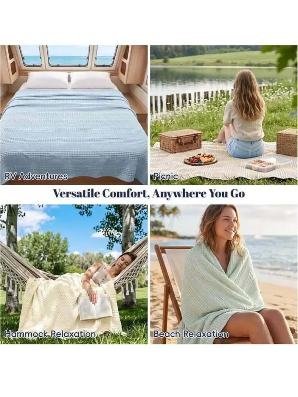 Cooling Waffle Blanket, Twin Size, Sage Slate, Bamboo & Cotton, New in Box